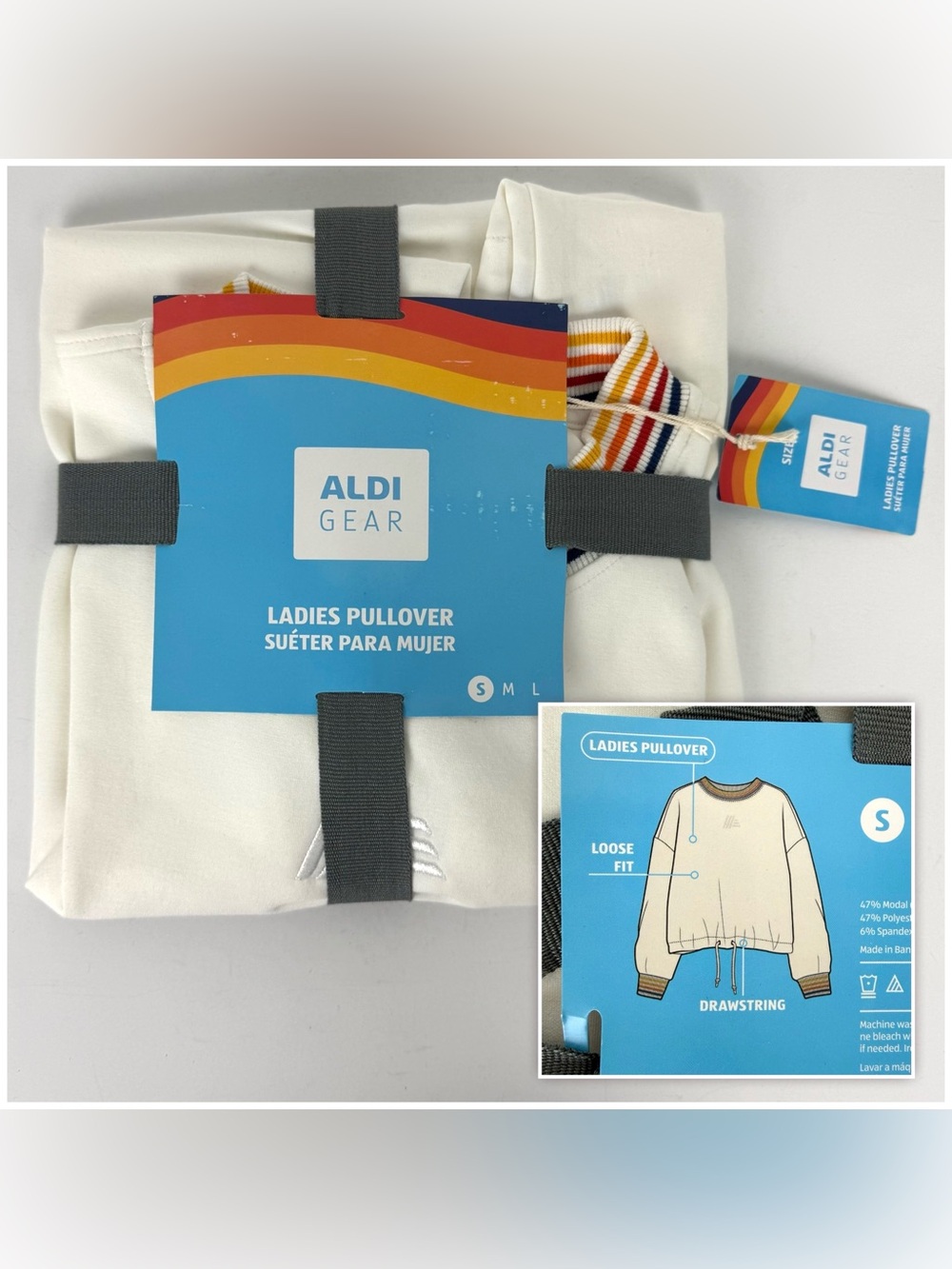 Aldi Ladies Pullover White Light Ivory NWT